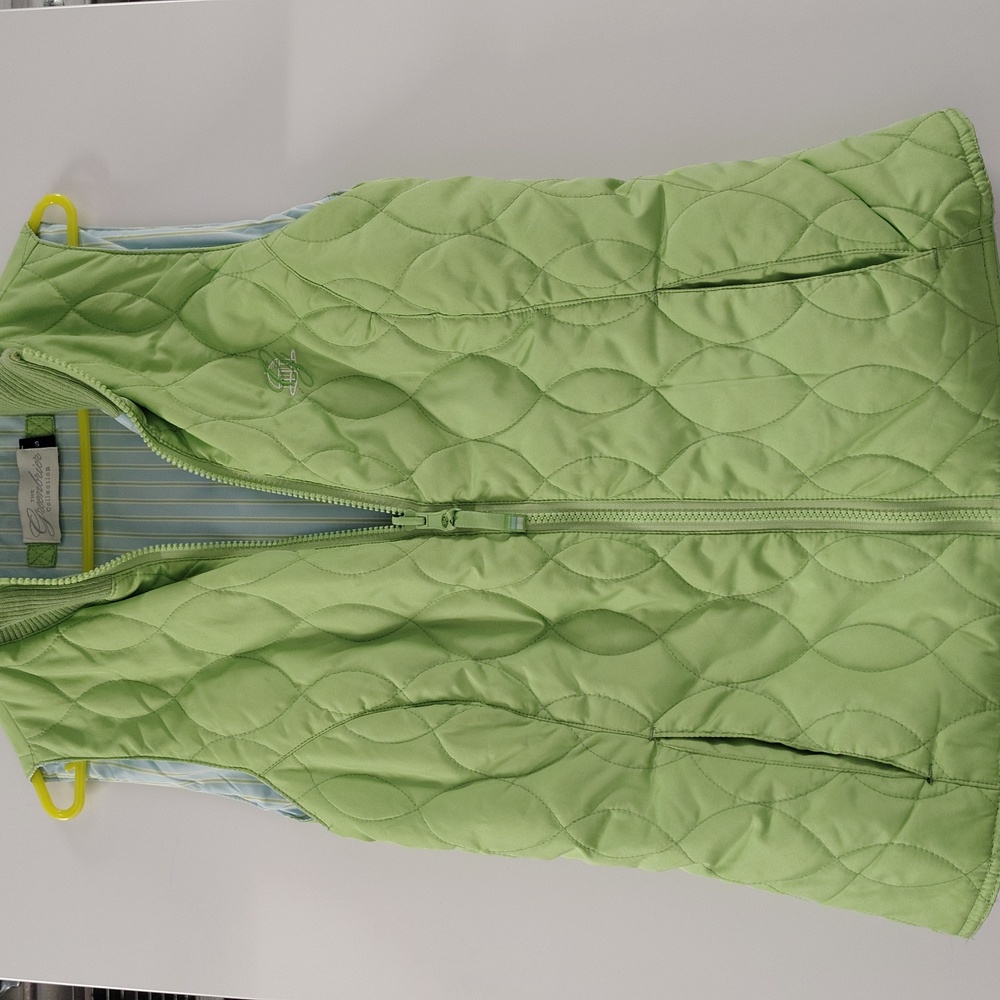 THE GREENBRIER QUILTED ZIP-UP VEST REVERSIBLE to BLUE STRIPE WOMEN'S Sz Small - Picture 2 of 8